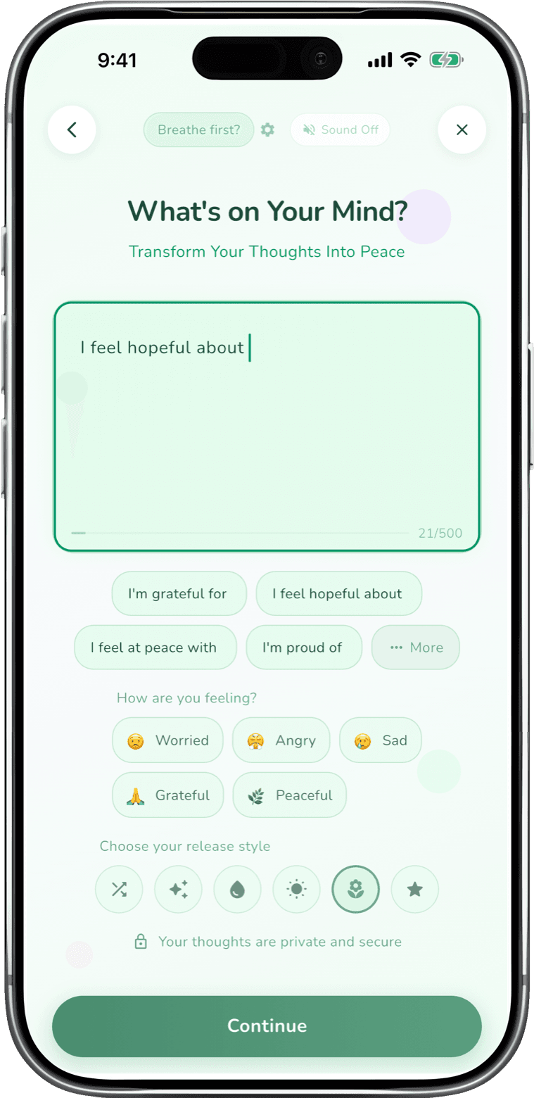 Release Your Thoughts - app screenshot