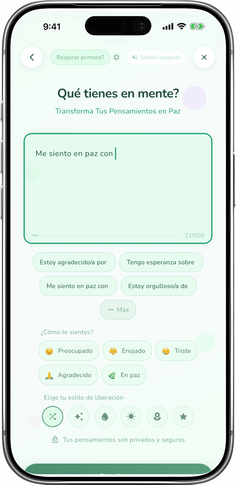 Libera tus pensamientos - app screenshot