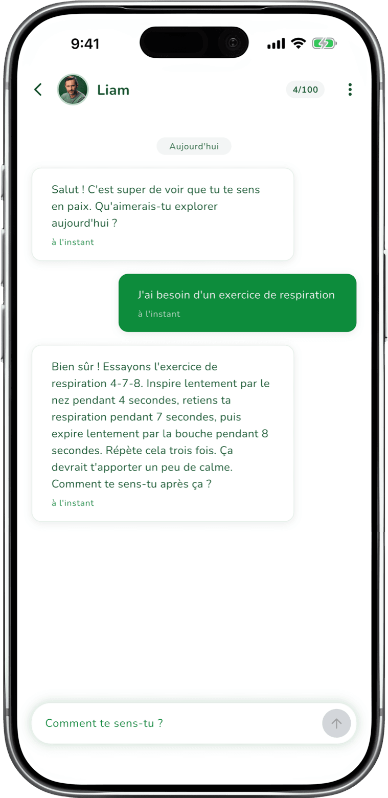 Fais connaissance avec Liam, ton compagnon IA - app screenshot
