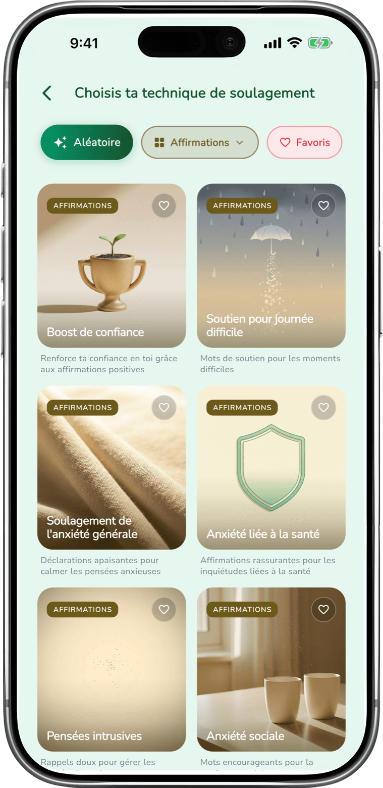 Techniques d'apaisement - app screenshot
