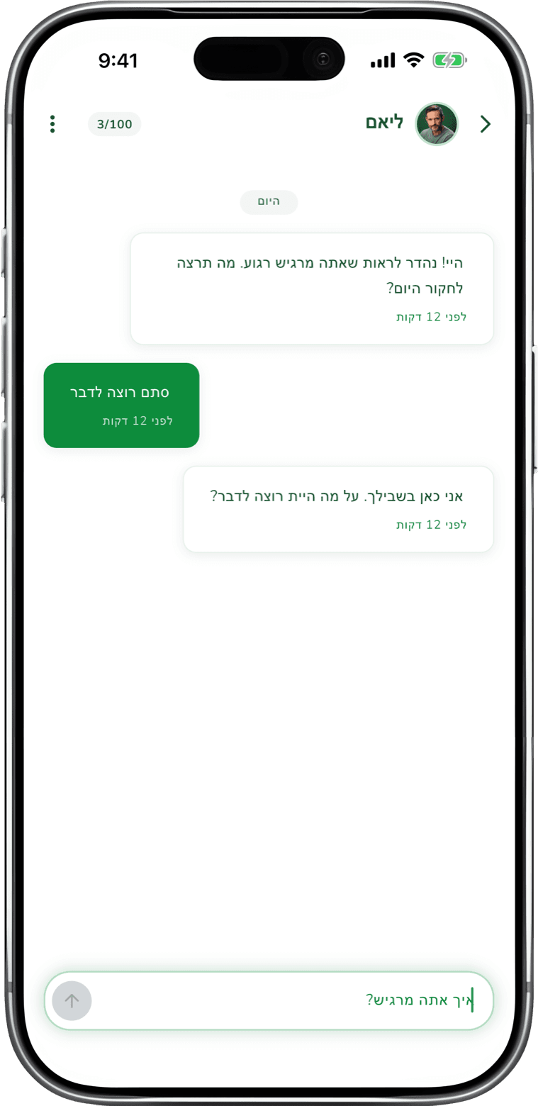 הכירו את ליאם, המלווה AI שלכם - app screenshot