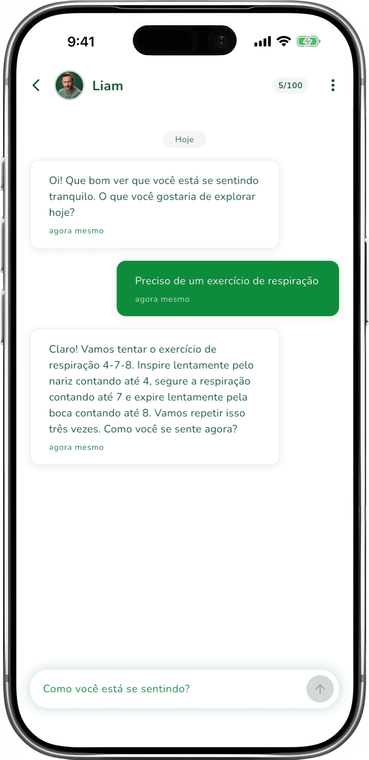 Conheça o Liam, seu companheiro de IA - app screenshot