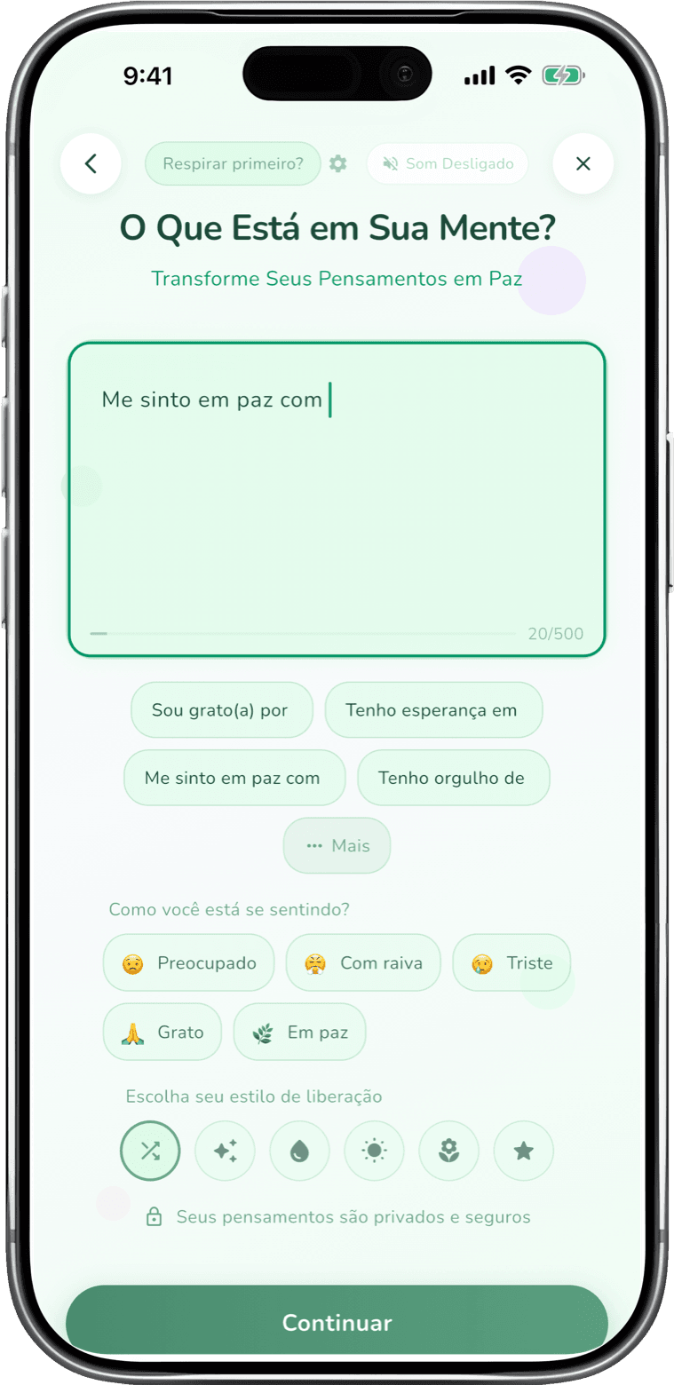 Libere seus pensamentos - app screenshot